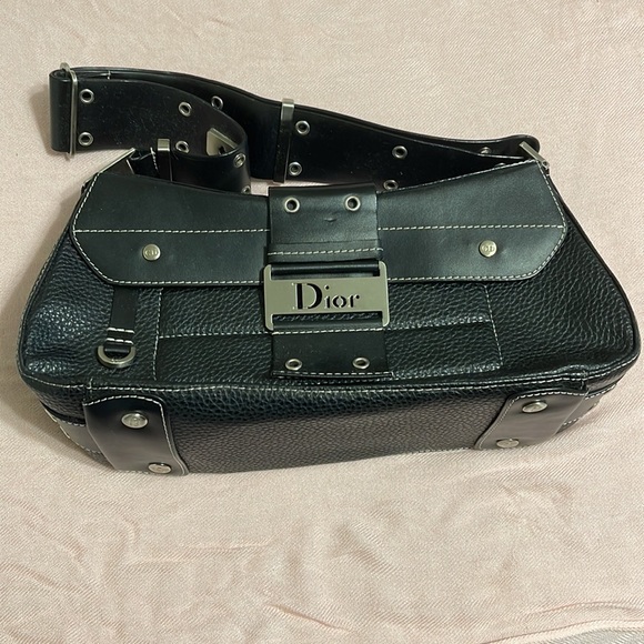 Dior Black Pebbled Leather Street Chic Shoulder Bag w/3 detachable accessories - Picture 5 of 13